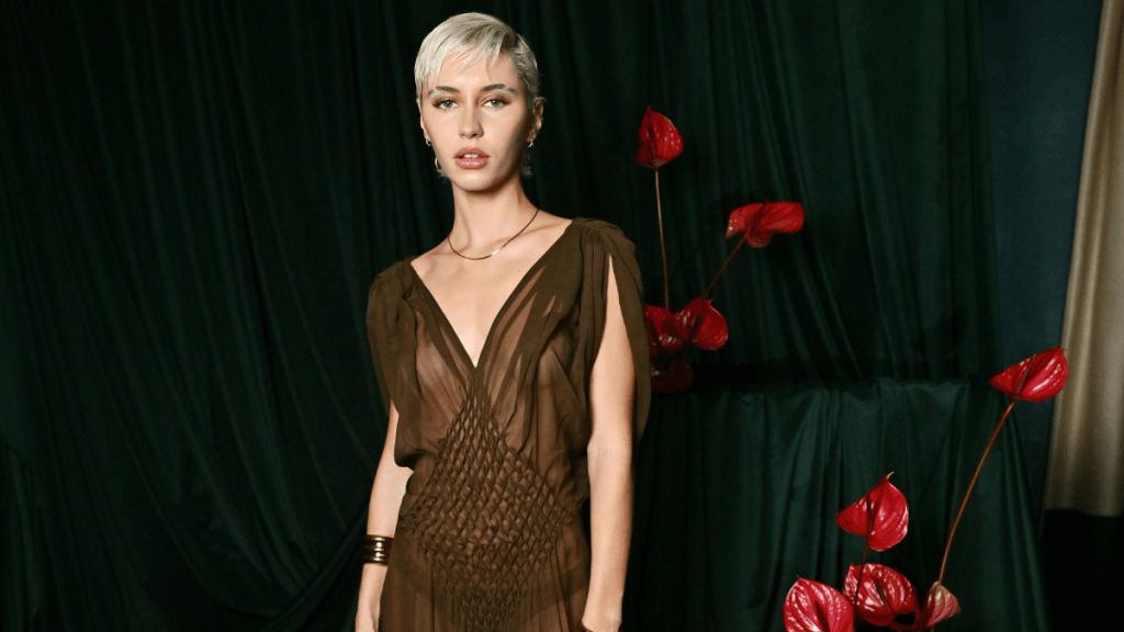 Iris Law British Vogue Forces For Change braless sheer see-through dress
